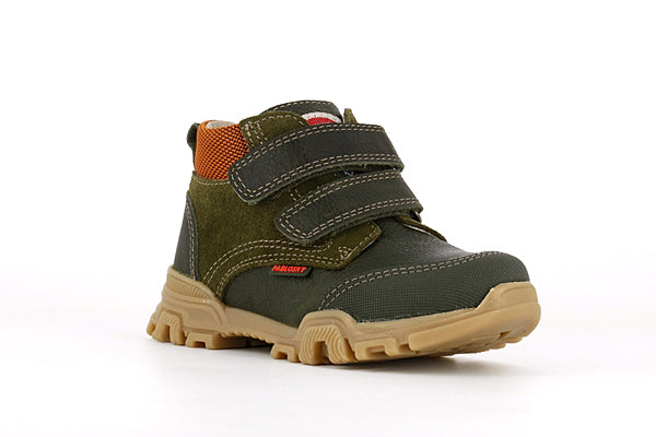 Pablosky Kids Olive & Black Leather Velcro Boys Boot - 592081