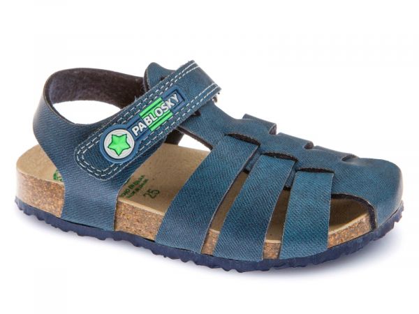 Pablosky Kids Denim Blue Leather Boys Sandal - 596420