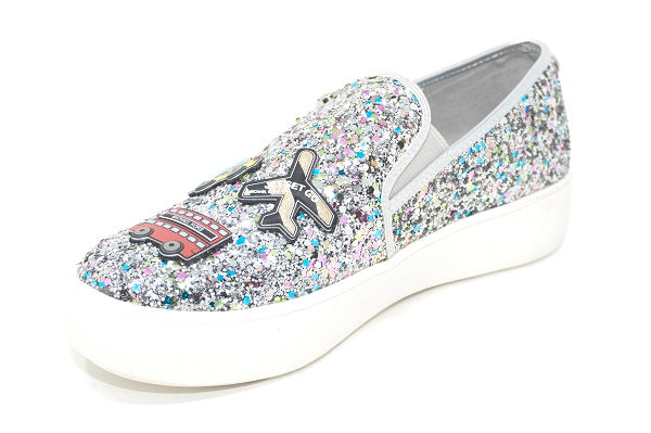 MICHAEL Michael Kors Girls Maven Wonder Silver Multi Sneaker