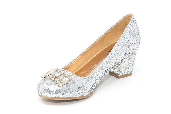 Badgley Mischka Girls Starlett Adorb Silver Pump