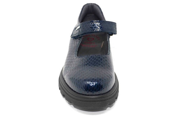 Pablosky Kids Navy Croc Leather Mary Jane Girls Shoe - 335228