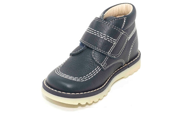 Pablosky Kids Navy Leather Velcro Boys Boot - 580127