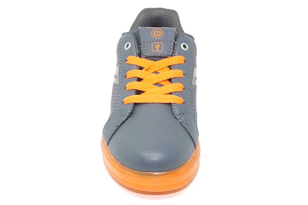 Geox Jr Kommodor Boys Dark Grey & Orange Lite Up Sneaker