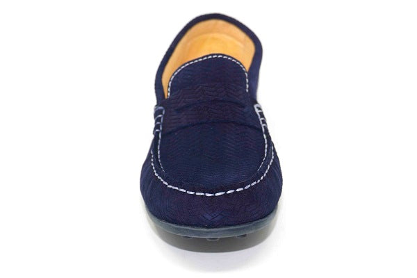 Pablosky Navy Leather Boys Driver Shoe - 123424