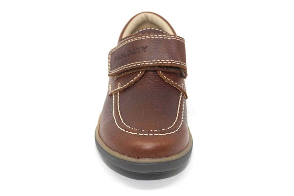 Pablosky Kids Brown Leather Velcro Boys Deck Shoe - 669071