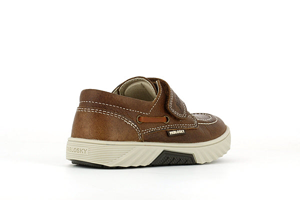 Pablosky Kids Brown Leather Velcro Boys Boat Shoe - 669191