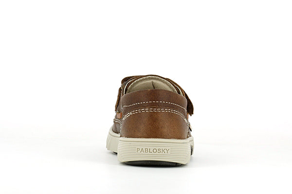 Pablosky Kids Brown Leather Velcro Boys Boat Shoe - 669191