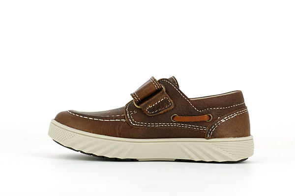 Pablosky Kids Brown Leather Velcro Boys Boat Shoe - 669191