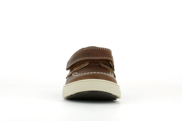 Pablosky Kids Brown Leather Velcro Boys Boat Shoe - 669191