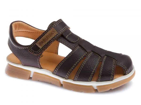 Pablosky Kids Brown Leather Boys Sandal - 718895