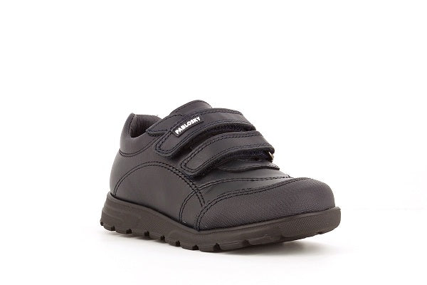 Pablosky Kids Navy Leather Double Velcro Shoe - 334720