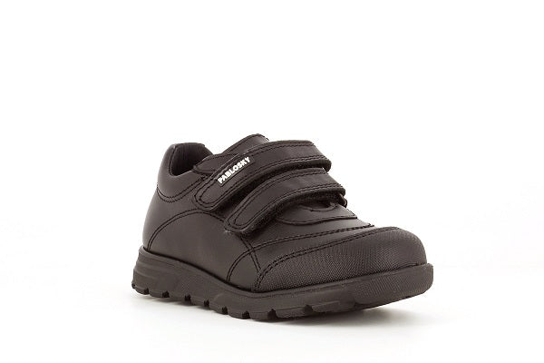 Pablosky Kids Black Leather Double Velcro Shoe - 334710