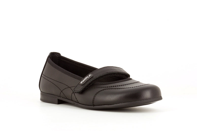 Paola Black Leather Girls Mary Jane Shoe - 854710