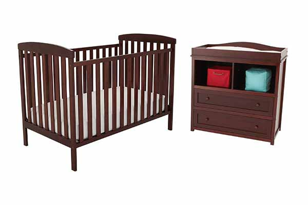 AFG- Athena Leila Crib and Dresser/Changing Table Set, Espresso