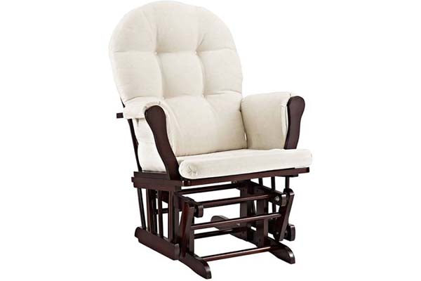 Angel Line Windsor Glider and Ottoman Espresso Finish and Beige Cushions