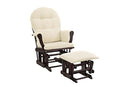 Angel Line Windsor Glider and Ottoman Espresso Finish and Beige Cushions
