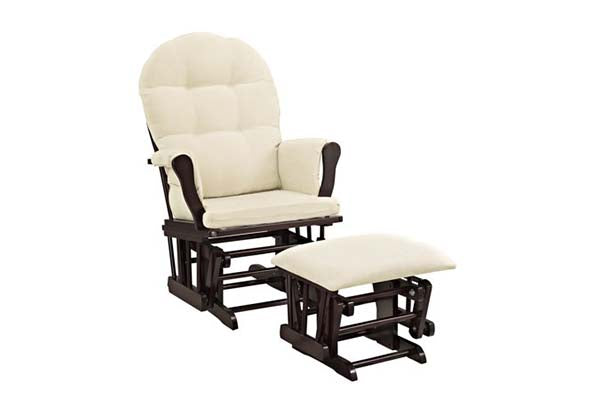 Angel Line Windsor Glider and Ottoman Espresso Finish and Beige Cushio