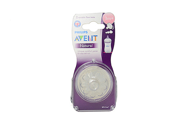 Philips Avent Natural Variable Flow Teats 3m+, 2 Pack