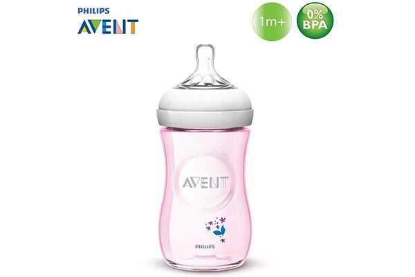 Philips Avent Natural Pink Decorated Bottle - 260ml/9oz