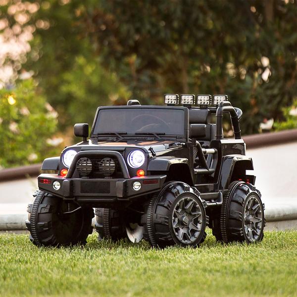 BCP 12V Ride On Car Truck w/ Remote Control, 3 Speeds, Spring Suspension, LED Light - Black