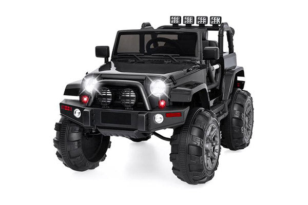 BCP 12V Ride On Car Truck w/ Remote Control, 3 Speeds, Spring Suspension, LED Light - Black