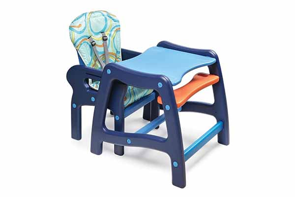 Badger Basket Envee Baby High Chair with Playtable Conversion, Blue