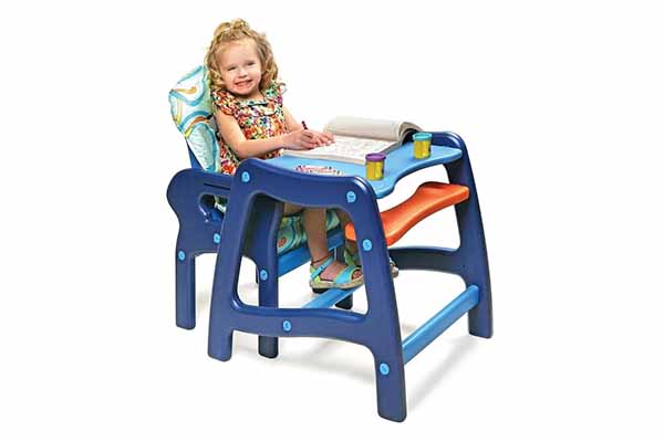 Badger Basket Envee Baby High Chair with Playtable Conversion, Blue