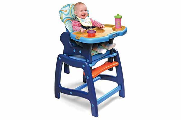 Badger Basket Envee Baby High Chair with Playtable Conversion, Blue