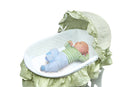 Badger Basket Portable Bassinet & Cradle with Toy Box Base, Sage Waffle Ruffled