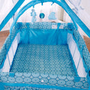 Big Oshi Portable Deluxe Playard With Canopy Net Topper, Blue
