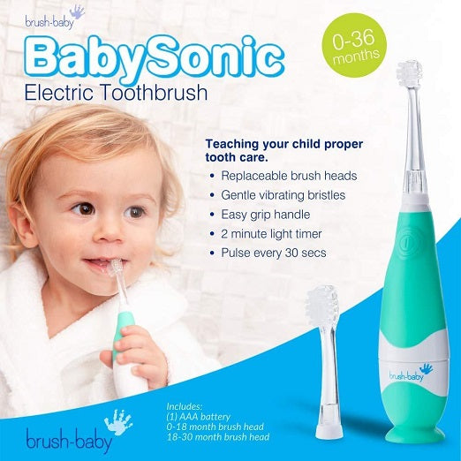 Brush-Baby BabySonic Infant and Toddler Electric Toothbrush for Ages 0-3 Years