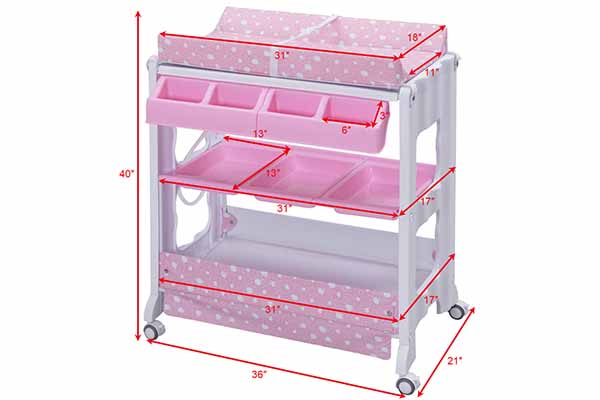 Costway Baby Infant Bath Changing Table Diaper Station Nursery Organizer Storage with Tube