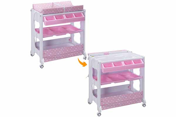 Costway Baby Infant Bath Changing Table Diaper Station Nursery Organizer Storage with Tube