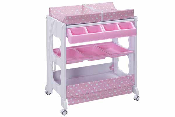 Costway Baby Infant Bath Changing Table Diaper Station Nursery Organizer Storage with Tube