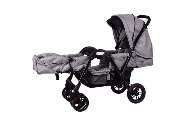 Costway Foldable Face To Face Twin Baby Stroller Double Kids Infant Reclining Seats Gray