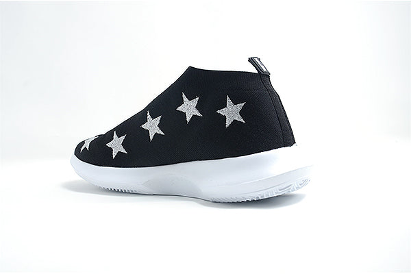 Venettini Girls 51-Galaxy Black Knit and Silver Print Sneaker