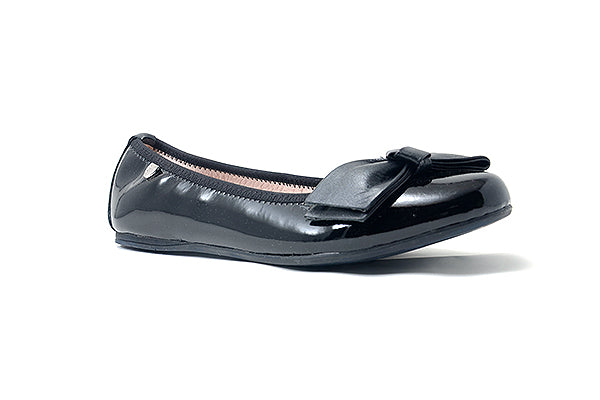 Venettini Girls 55-Pana3 Black Patent Leather Flat Shoe