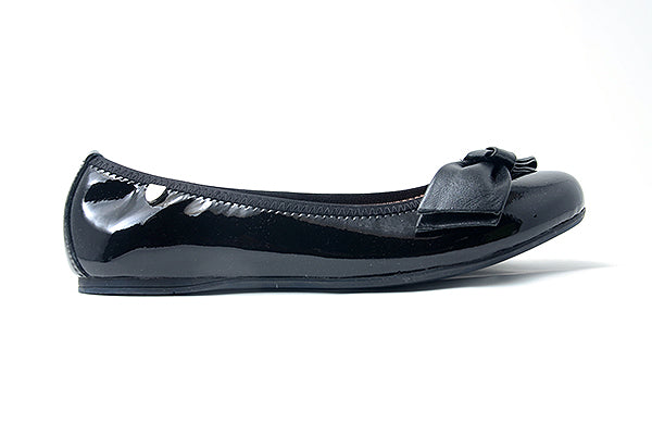 Venettini Girls 55-Pana3 Black Patent Leather Flat Shoe