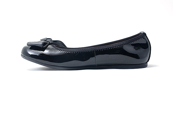 Venettini Girls 55-Pana3 Black Patent Leather Flat Shoe