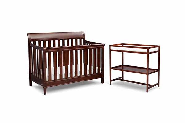 Delta Children Harbor 4-in-1 Convertible Crib with Bonus Changing Table, Espresso