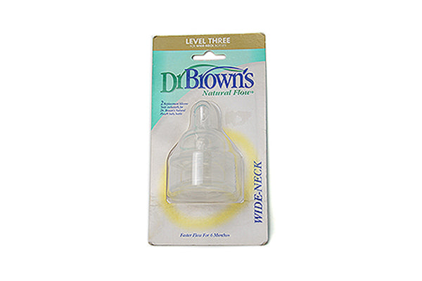 Dr. Brown's Natural Flow Level 3 Wide-Neck Teat, 2pack (6m+)