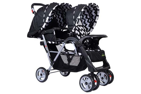 Safe Plus Foldable Twin Baby Double Stroller Kids Jogger Travel Infant Pushchair Black