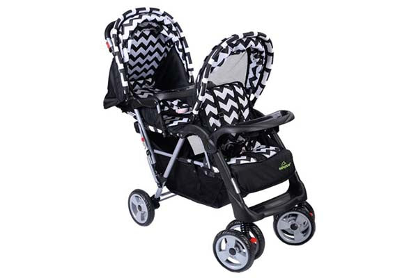 Safe Plus Foldable Twin Baby Double Stroller Kids Jogger Travel Infant Pushchair Black