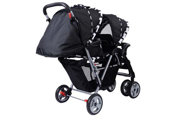 Safe Plus Foldable Twin Baby Double Stroller Kids Jogger Travel Infant Pushchair Black