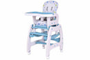 GHP Blue & White PP & Fabric Multi-functional Baby High Chair w Lockable Wheels