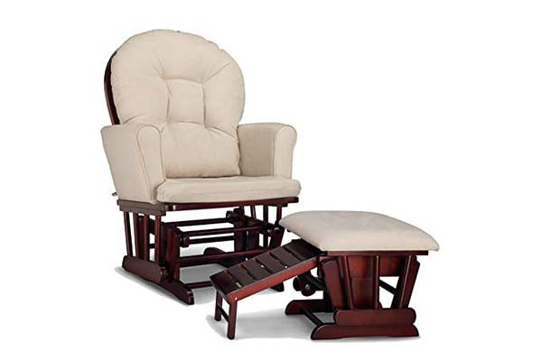 Graco Parker Semi-Upholstered Glider and Ottoman Cherry with Beige Cushions