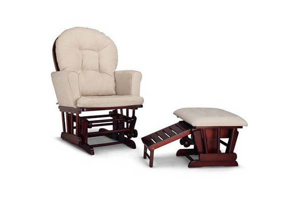 Graco Parker Semi-Upholstered Glider and Ottoman Cherry with Beige Cushions