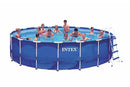 Intex 18ft x 48in Metal Frame Above Ground Round Family Swimming Pool Set with Filter and Pump