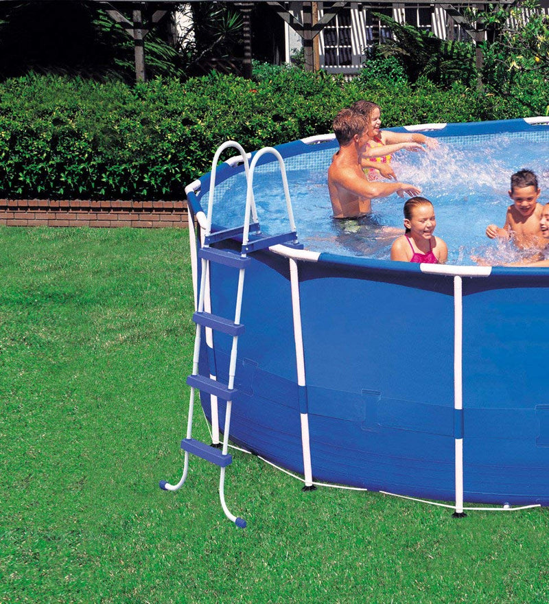 Intex 18ft x 48in Metal Frame Above Ground Round Family Swimming Pool Set with Filter and Pump
