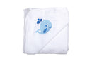 Junior Joy White Embroidered Baby Hooded Towel - Shark